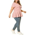 thumbnail image 4 of Agnes Orinda Women's Plus Size Valentines Day Tops Peplum Hem Short Sleeve Summer Polka Dot Shirts Blouses 1X Pink, 4 of 8