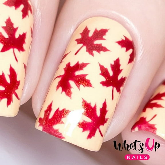 Whats Up Nails -Maple Leaves Vinyl Stencils Nail Art Design