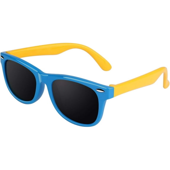 Soft Rubber Kids Polarized Sunglasses for Children Age 3-8,K02 Blue Yellow