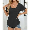 thumbnail image 4 of Annhoo Shirts for Women with Pocket Crew Neck Summer Short Sleeve Basic Tee Casual Loose Going out Tops, 4 of 8