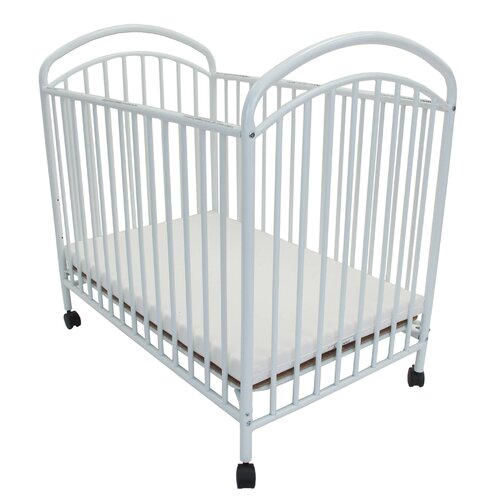 L A Baby Classic Arched Portable Mini Crib With Mattress White