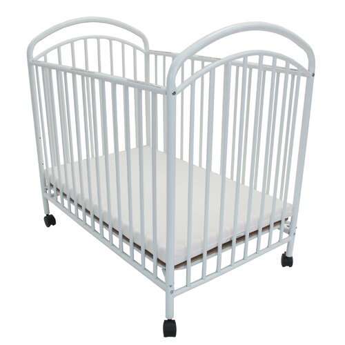 L.A. Baby Classic Arched Portable Mini Crib with Mattress, White
