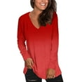 thumbnail image 4 of CHGBMOK Women's Gradient Shirts Long Sleeve V Neck Basic Tee Casual Summer Spring Tops Loose Fit Comfy Going Out Blouse, 4 of 6