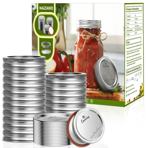 36Pcs Canning Lids with Rings Regular Mouth, Premium Mason Jar Lids with Bands/Rings for Regular Mouth Ball, Kerr Jars - Food Grade Material, 100% Fit & Airtight for Regular Mouth Mason Jars