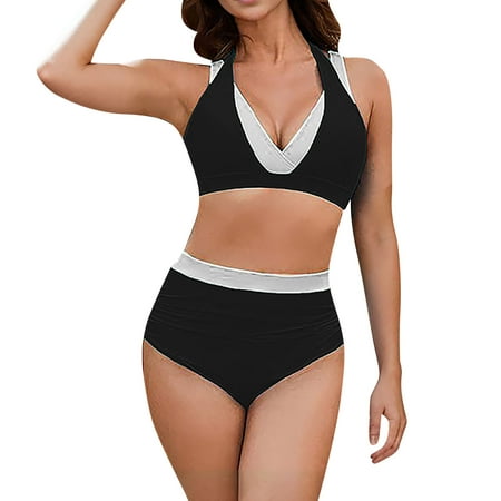 Divhosrg High Waisted Bathing Suit for Women  Bikini Sets for Women Cheeky  Womens Bathing Suits Tummy Control Shorts  Womens Swimwear Bottoms  Black Swim Suits for Women 2025 Bikini XL