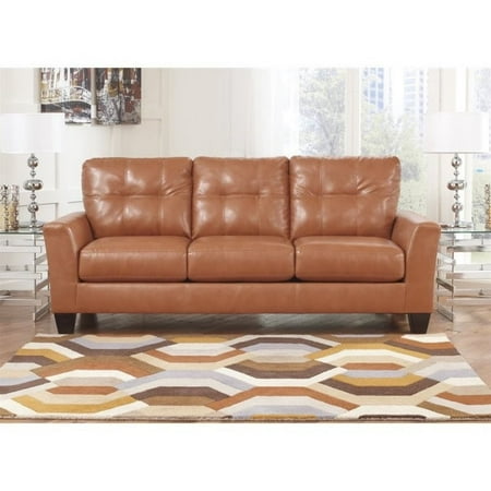 Ashley Paulie Leather Sofa In Taupe