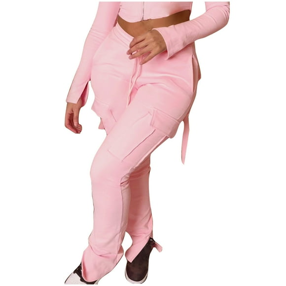AherBiu Flare Sweatpants for Women High Waisted Jogging Bell Bottom Casual Pants with Multi Pockets