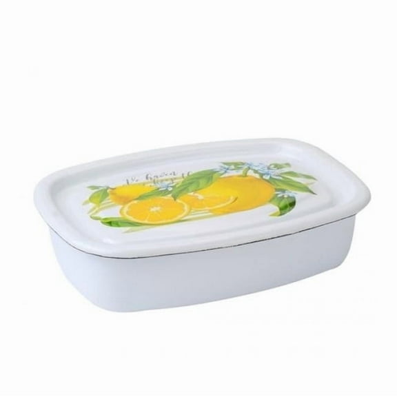 Lemon Enameled Steel kitchen Container/Canister 1.1-qt. (1 L)