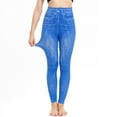 thumbnail image 6 of CFLVAEK Fake Denim Leggings for Women Plus Size High Waisted Yoga Pants Stretch Tummy Control Workout Pant Fake Jean Print Slim Fit Pants Blue XL, 6 of 10