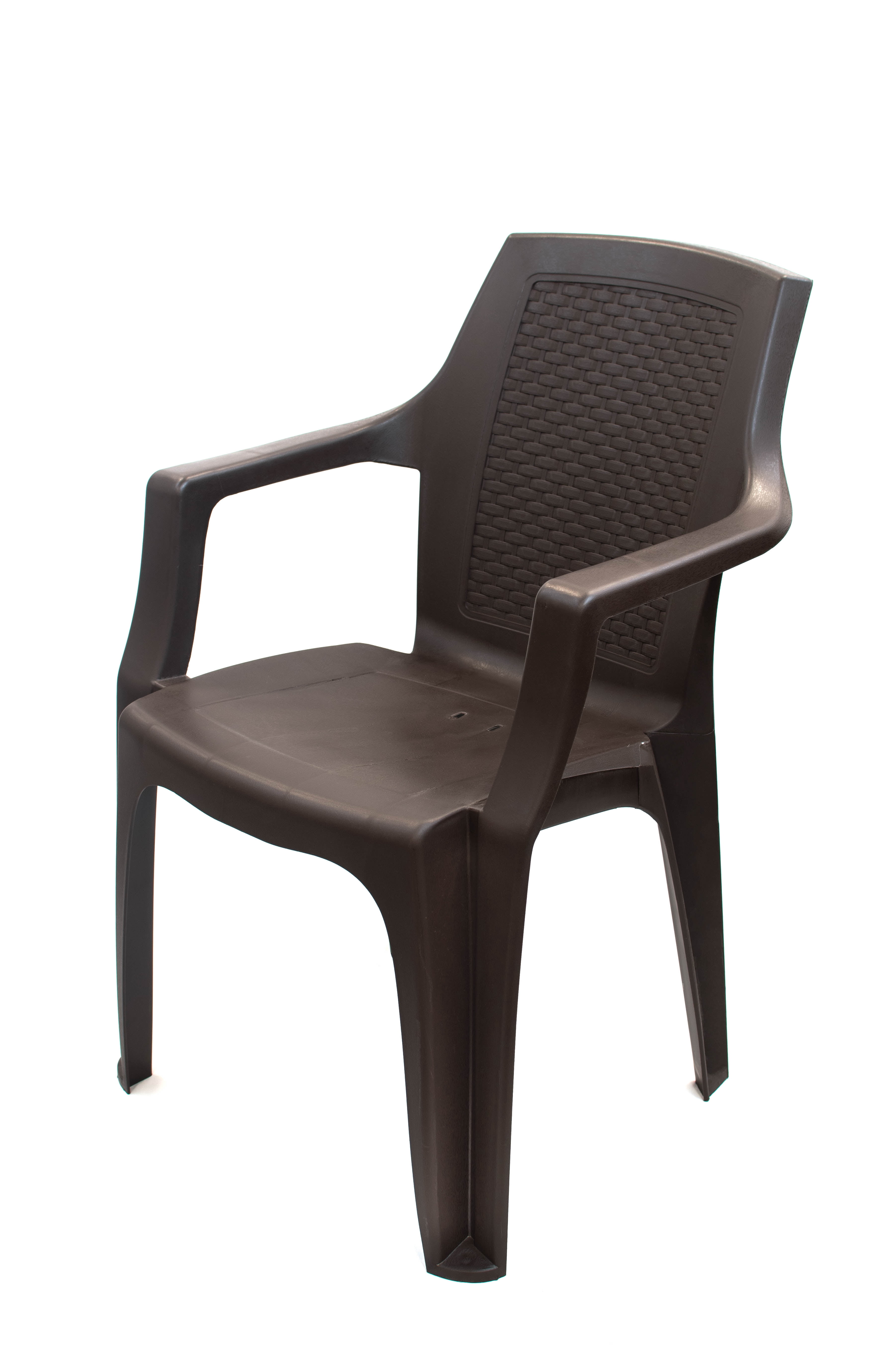 Inval Plastimas 5-Piece Outdoor Dining Chair and Table Set - Plastic - Stackable - Espresso