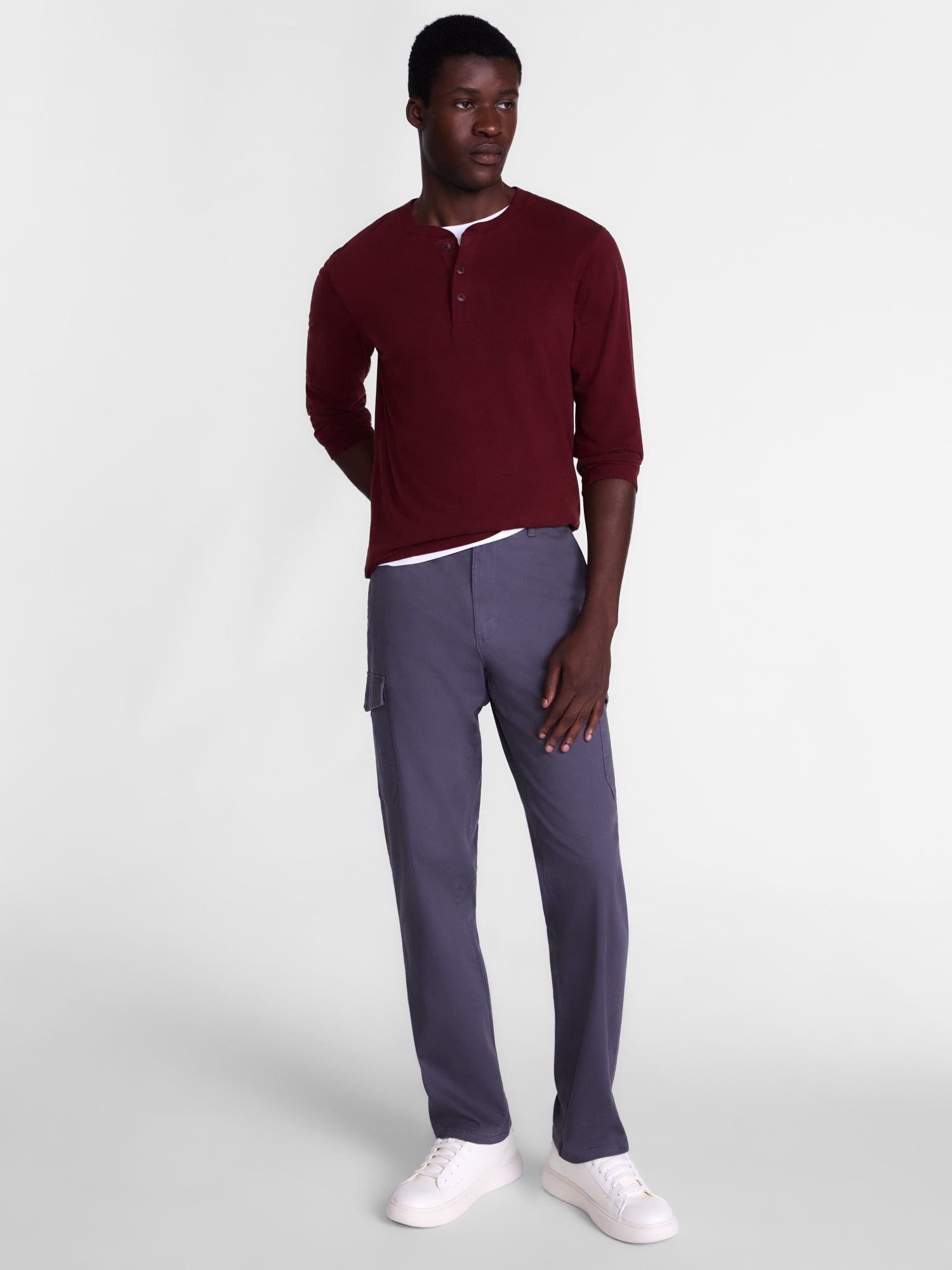 George Men's Henley Shirt with Long Sleeves, Sizes S-5XB
