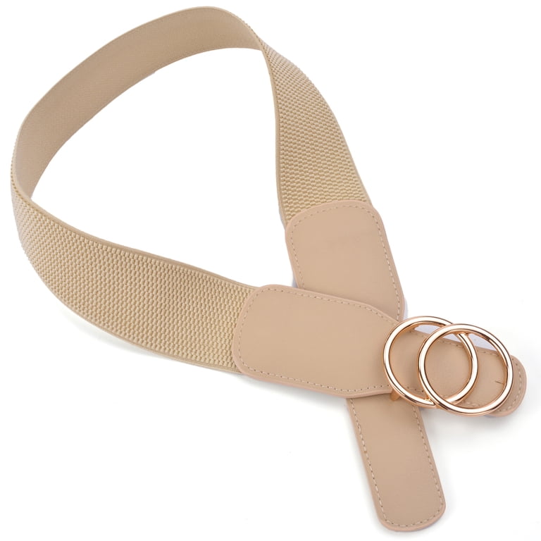 Women\'s Gold  Elastic Waist Belt with Gold Double-Ring Buckle Elastic Belts with Gold Double-ring Buckles for Women main image 2