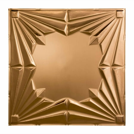 FASÄDE Art Deco Decorative Vinyl 2ft x 2ft Lay in Ceiling Panel in Polished Copper (5 Pack)