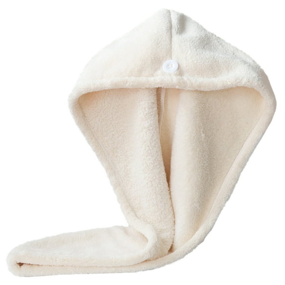 Secador de pelo simple Toalla de secado de cabello de terciopelo coralino Toalla de secado de cabello espeso Absorción de agua Cap de secado de cabello (beige)