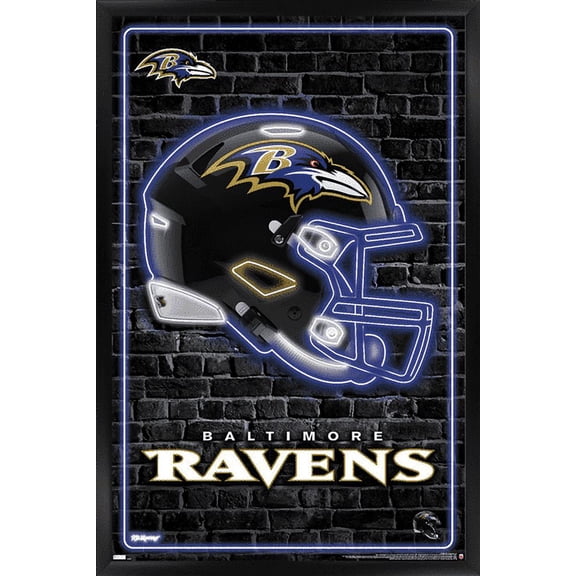NFL Baltimore Ravens - Neon Helmet 23 Wall Poster, 14.725" x 22.375" Framed