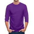 thumbnail image 7 of Gaukiv Men's Three Quarter Sleeve Shirts Raglan Crew Neck Tees Solid Color Baseball Shirts Purple XL, 7 of 7