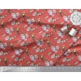 thumbnail image 2 of Soimoi Moss Georgette Fabric Hummingbird,Leaves & Rose Floral Printed Fabric 1 Yard 42 Inch Wide, 2 of 3