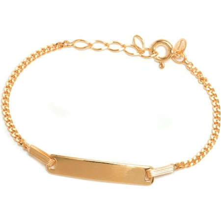 Pori Jewelers 18kt Gold Plated 925 Sterling Silver Cuban Chain Kid ID Bracelet