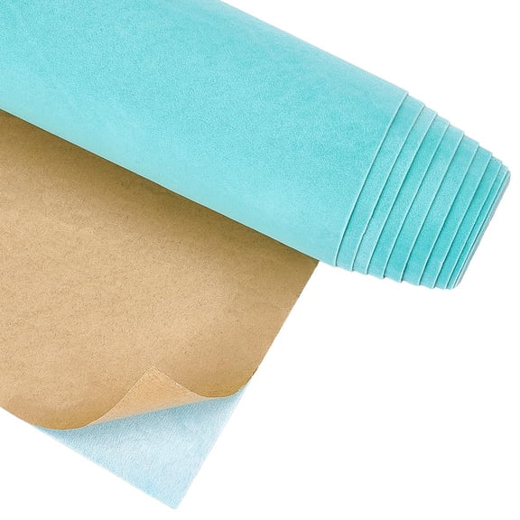 157.5"x9.8" Turquoise Self Adhesive Velvet Fabric Roll Adhesive Velvet Flocking Liner Drawer Liner for Jewelry Drawer Box Decoration for DIY