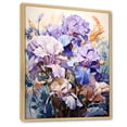 thumbnail image 2 of Designart "Exquisite Deep Purple Iris Blossoms II" Irises Floater Framed Wall Art Living Room, 2 of 5