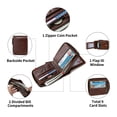 thumbnail image 2 of Cartera con cremallera MING CLAN con bloqueo RFID de piel, plegable, marrón, 2 of 6