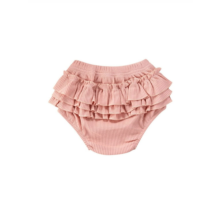 Canrulo Newborn Baby Girl Bloomers Diaper Cover Shorts Ribbed Ruffle Bubble  Shorts Nappy Underwear Panty Pink 18-24 Months