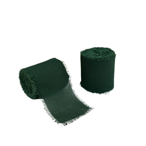 Hunter Green Chiffon Craft Ribbon - 1 1/2" x 5 Yards, 2 Rolls, St. Patrick's Day, Easter, Wedding, DIY, Reception, Fall, Gift Bow, Hair Bows, Christmas