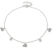 .925 Sterling Silver Lucky Elephant Charm Anklet, Micro Pave Ankle Bracelet, Giorgio Bergamo Silver