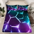 thumbnail image 2 of Erosebridal Teens Geometry Bed Sheets Set Full Size, Futuristic Abstract Bed Sheets Full, Striped Decor, 4pcs, 2 of 7