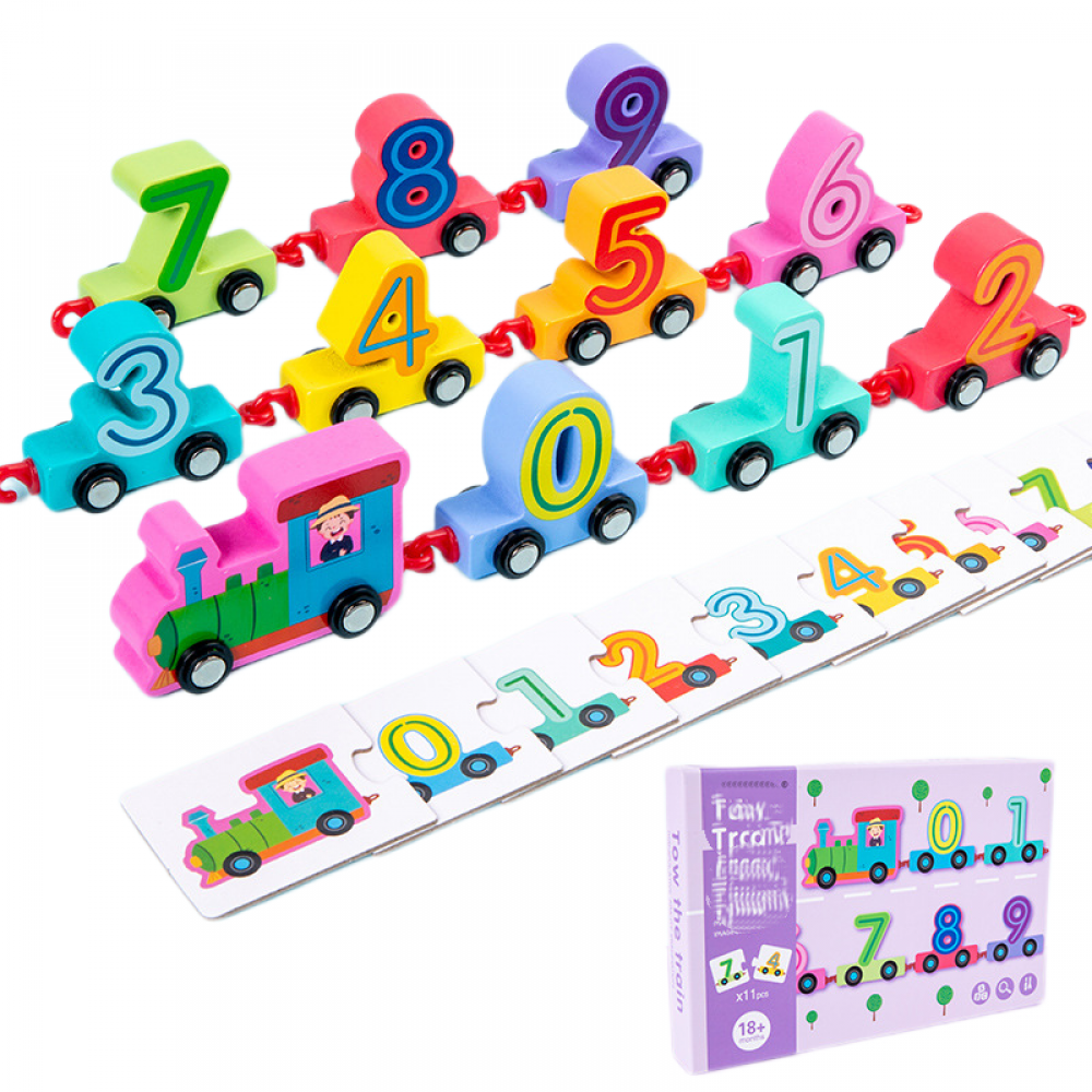 10 PCS Wooden Train Cars Toy, Train Toys Set Includes
