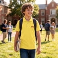 thumbnail image 6 of Chbgutlmr Boys Girls Tops Unisex School T-Shirts Short Sleeve Button Lapel Tops with Pocket Casual Summer Comfy Uniform Tops for Kids 2-15 Years, 6 of 8