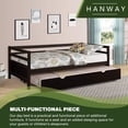 thumbnail image 7 of Hanway Solid Wood Frame Twin Daybed with Pull Out Trundle, Twin Size Trundle Daybed/Twin Daybed Frame Wood, No Box Spring Needed, Easy Assembly (Expresso), 7 of 7