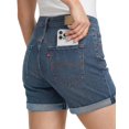 thumbnail image 4 of NY Threads Jean Shorts for Women Mid Rise Denim Shorts with Folded Hem, 30, Mid Blue, 4 of 7