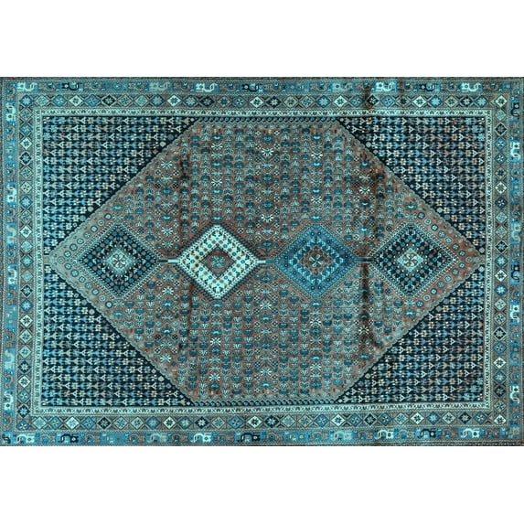 Ahgly Company Indoor Rectangle Persian Light Blue Traditional Area Rugs, 8' x 10'
