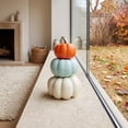 thumbnail image 6 of Fall Pumpkin Stack Decor, 3 Tier Resin Look Plastic Pumpkin Ornament, Tabletop Decor for Mantel Tiered Tray, 6 of 6