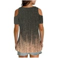 thumbnail image 6 of Jamicy Tee Shirts Women Gift for Mother Summer Women Cold Shoulder Tops Casual Loose Hollow Out Short Sleeve T Shirt V Neck Tops Blouses, 6 of 7