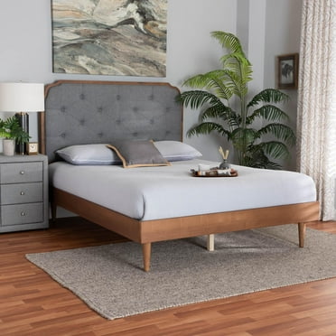 Baxton Studio Garron Mid-Century Platform bed, King, Walnut Brown