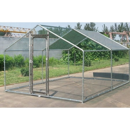 ChickenCoopOutlet Deluxe Large Metal 10x10 ft Chicken Coop Backyard Hen House Cage Run Outdoor
