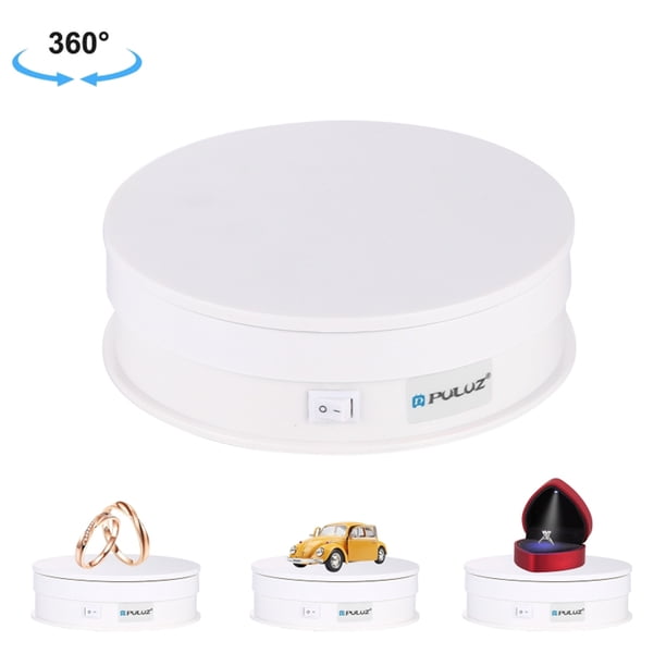 Matsuzay USB giratorio eléctrico tocadiscos soporte de exhibición de joyas soporte de exhibición para fotografía carga máxima 10Kg accesorios Accesorios de cámara y óptica Blanco 30 centimetros