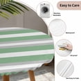 thumbnail image 5 of Green Grey Stripe Round Fitted Tablecloth with Elastic Edge, Waterproof Table Cloth Table Cover for 45"-54" Tables, Farmhouse Modern Art Striped Tablecloths for Dining Picnic Indoor Outdoor, 5 of 9