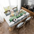 thumbnail image 4 of Hello Spring Rectangle Tablecloth, Easter Flowers Green Truck Floral Orange Plaid Waterproof & StainResistant Tablecloth, Washable Oil-proof Table Cover for Dining/Party/Wedding/Buffet 52x70 In, 4 of 9
