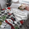 thumbnail image 3 of Christmas Snowman Throw Flannel Blanket 50x80In Xmas Tree Socks Ball Winter Black Plaid Super Soft Cozy Bed Blanket, Lightweight Plush Fuzzy Bed Throw for Bedroom Sofa Couch Living Room, 3 of 4