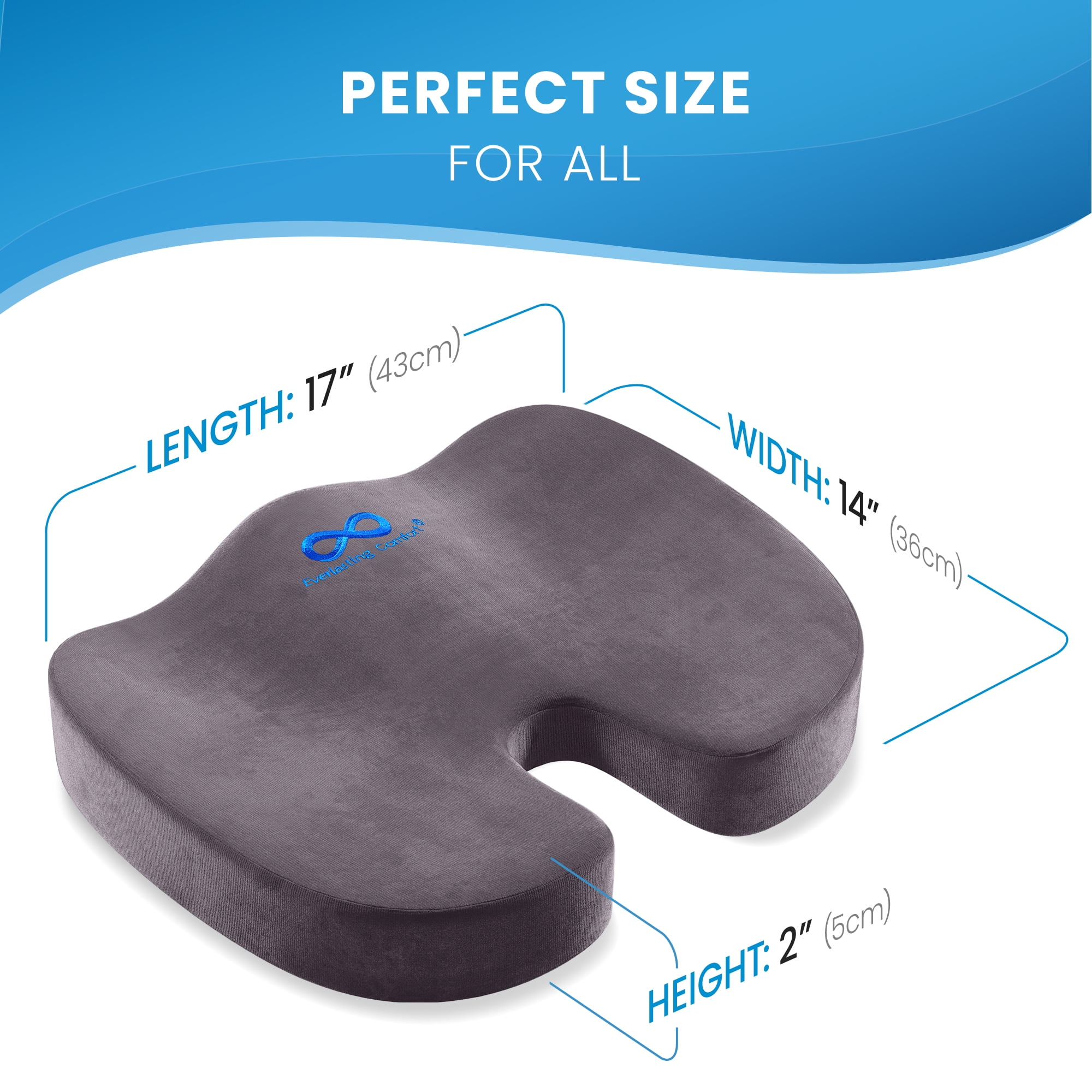 Everlasting Comfort Gel Memory Foam Wheelchair Seat Cushion for Smooth Ride  - Wheel Supportive, Tire-Like Durability - Hip, Tailbone, Pressure Relief -  Mobility Scooter Accessory for Adults & Seniors : Health & Household 