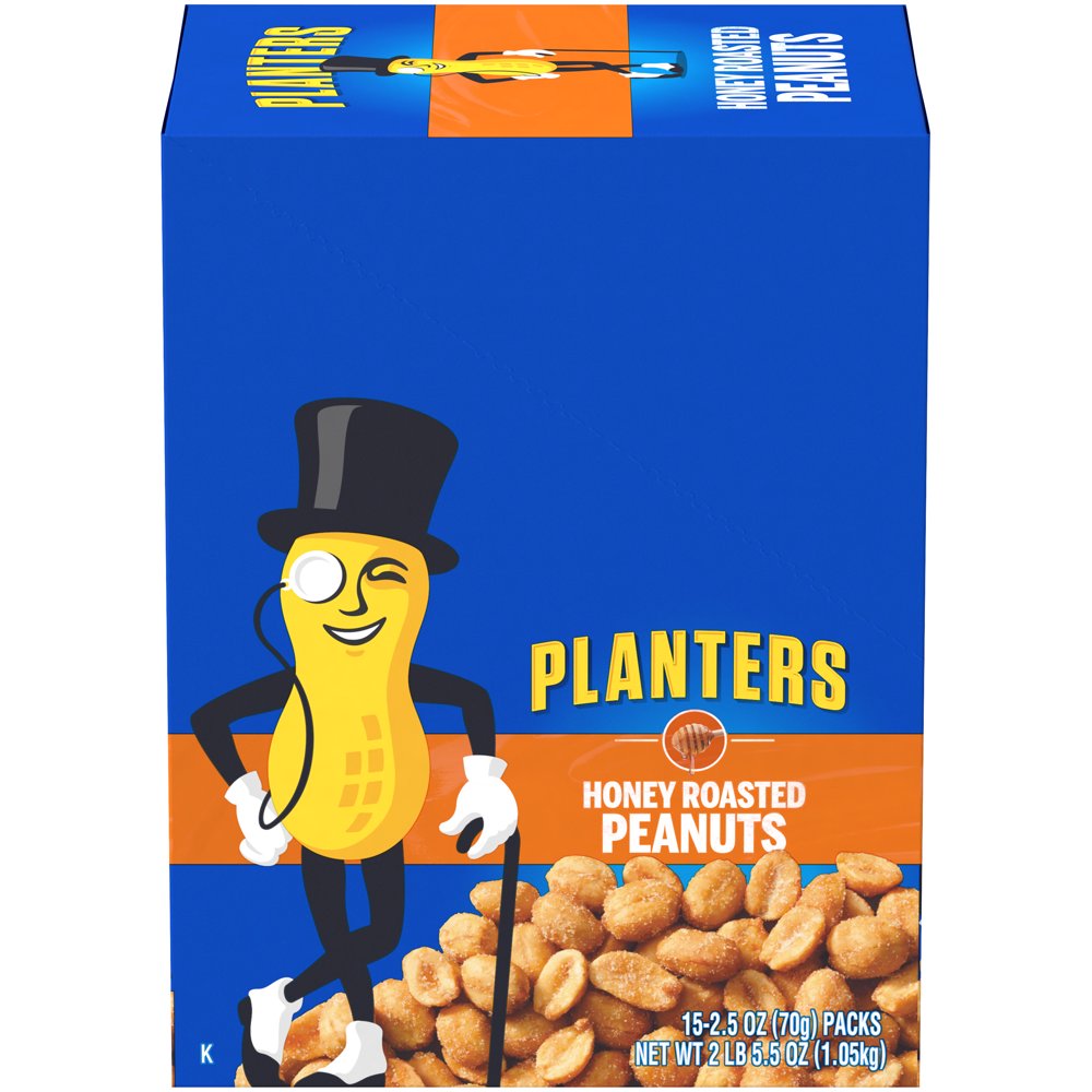 Planters Honey Roasted Peanuts, 15 ct Box, 2.5 oz Packs