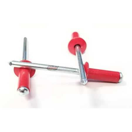 

Red 3/16 Blind Pop Rivets Aluminum Large Head with Steel Mandrel Fasteners .250 - .375 Grip Range