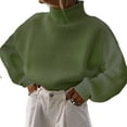 thumbnail image 1 of Fortune Women Mock Neck Sweaters Solid Color Long Sleeve Loose Knit Pullover, 1 of 2
