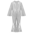 thumbnail image 4 of iiniim Mens Shiny Metallic Disco Party Jumpsuit Full Body Bodysuit Flare Pants Bell-bottoms Hippie Rompers Silver 4XL, 4 of 7