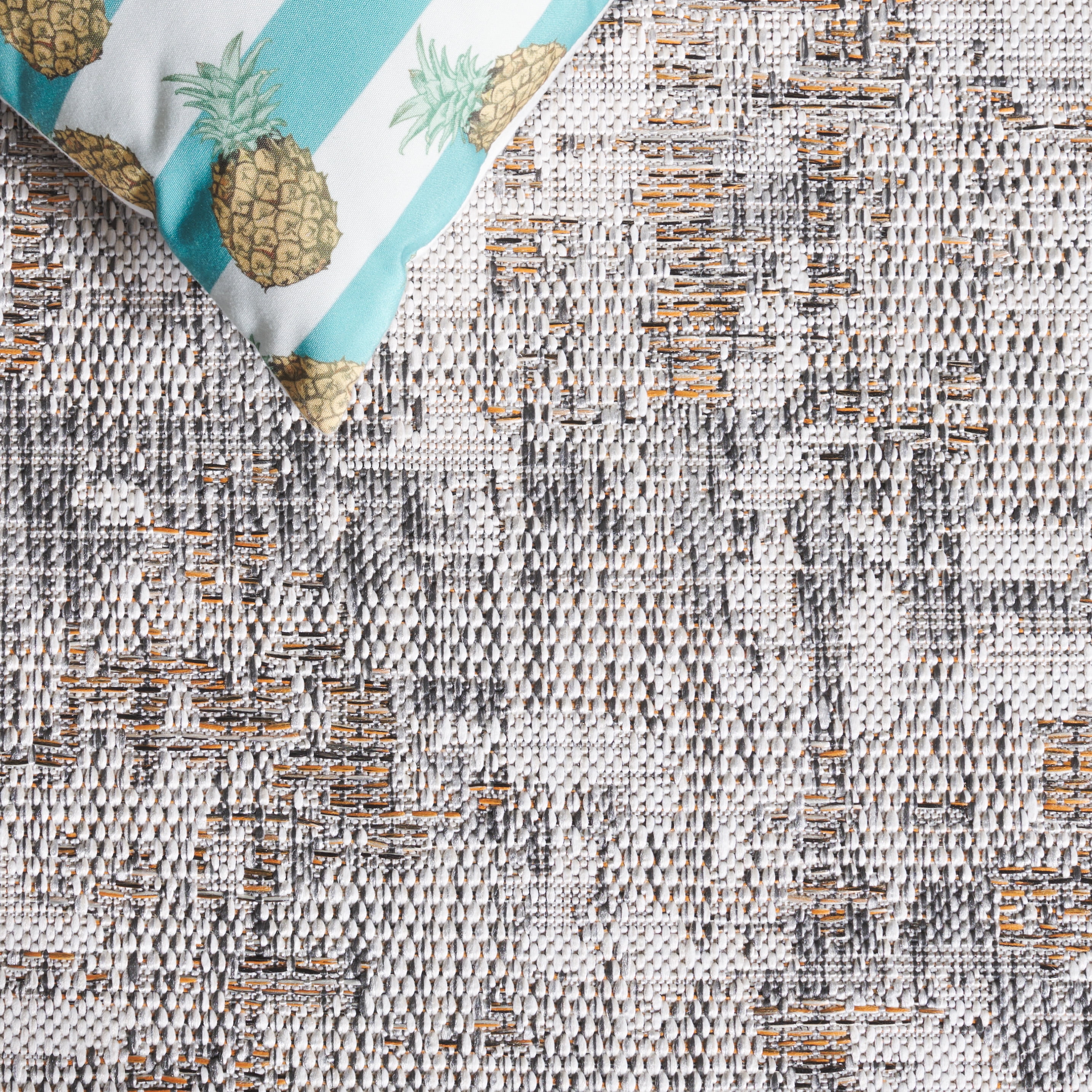 SAFAVIEH Courtyard Deitra Abstract Indoor/Outdoor Area Rug, Ivory/Dark Grey Brown, 4' x 5'7"