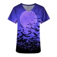 thumbnail image 5 of LSLJS Women Tops Manches Courtes Col en V Uniforme de Travail Imprimé avec Poche Blouse, Halloween Tops for Women, 5 of 5
