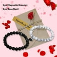 thumbnail image 2 of Couples Bracelets King & Queen Crown His and Her Heart Magnetic Matching Bracelets for Couple Lover Valentines Day Christmas Anniversary Engagement White Elephant Gifts (Black&White), 2 of 7